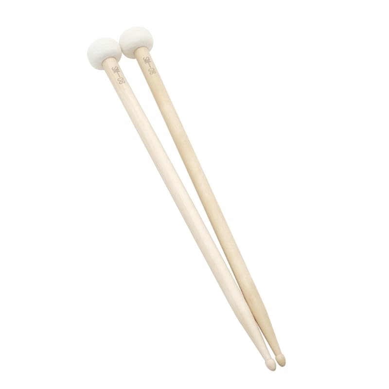 Par de baquetas de madera con punta de fieltro doble miniatura 1