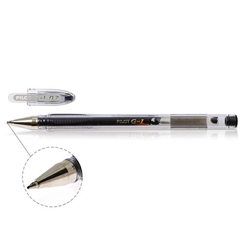 Stylo roller gel Pilot G107 noir 0.7mm ergonomique lot de 12