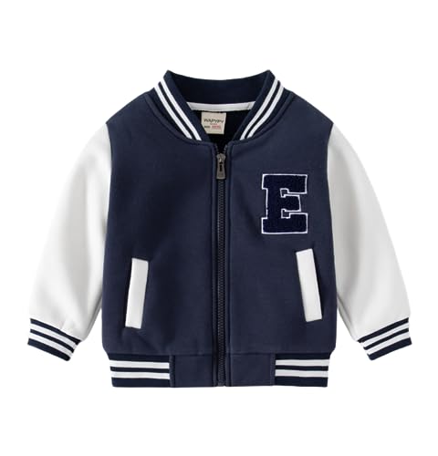 Meufam Toddler Kids Baseball Jackets Boys Girls Fit Varsity Jacket Casual Thicked Plain Cardigan School Coat Zipper Up Coat