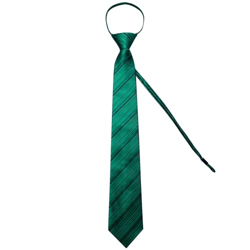 Image of DiBanGu Silk Zipper Ties for Men,Paisley Solid Plaid Pre-tied Tie and Pocket Square Cufflinks Set Formal Adjustable Necktie