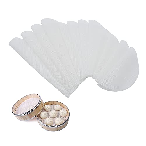 12PCS Reusable Round Silicone Steamer Liners 3 Size, LIOUCBD Non-Stick Steamer Mesh Mat Pad, Dumplings Steamed Buns Baking Pastry Dim Sum Mesh for Home Kitchen (8”, 10”, 12”)