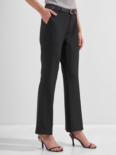 Image of Tokyo Talkies Women's Stretchable Bootcut Pants | High Rise Flared Trousers |Travel & Formal Wear|Workwear Trousers