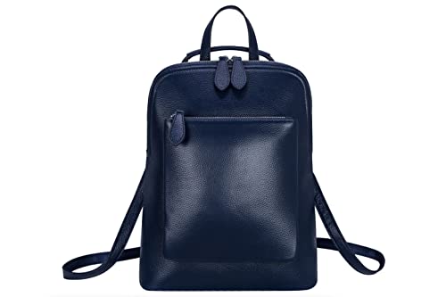 HESHE Backpack for Women Leather Backpack Purse Convertible Designer Bag Back Pack for Work Everything Bag(Navy Blue-Genuine Leather)