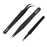 2 x Präzisionspinzette, ESD-Edelstahl, antistatisch, für Computer, elektronische Reparatur, Schmuck, Labor, Präzisionsarbeit, mit 1 Tasche