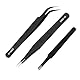 2 x Präzisionspinzette, ESD-Edelstahl, antistatisch, für Computer, elektronische Reparatur, Schmuck, Labor, Präzisionsarbeit, mit 1 Tasche