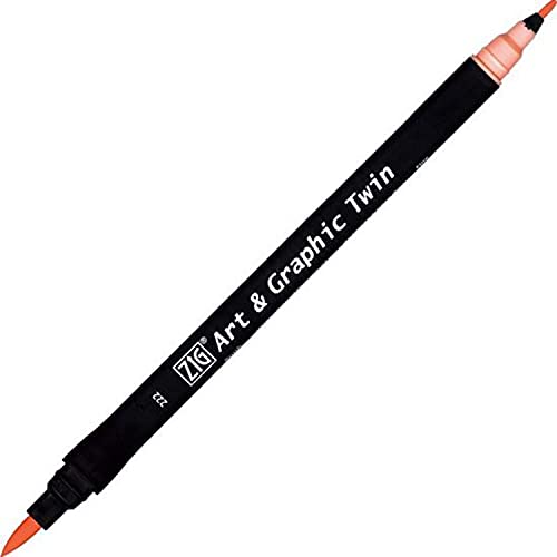 ZIG Art and Graphic Twin Tip Brush Marker 222 çift fırça uçlu işaretleme kalemi, pembe flamingo