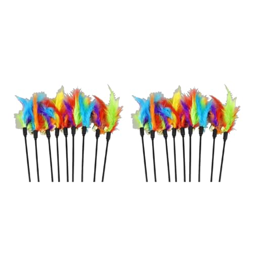 Zaxion Feather with Colorful Funny for Catcher Beautiful Wand Pet Interactive Toy Funny for Entertainment Supplies Kitten Toys Interactive Toys Feather Toys Mice Animal Toys