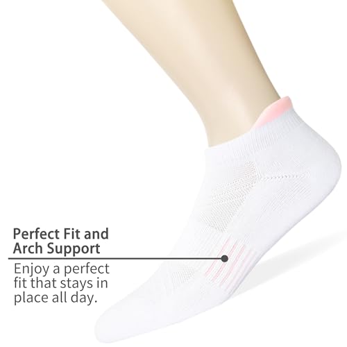 Image of Women's & Men's Breathable Athletic Running Low Cut Socks Cotton Cushioned Ankle Tab Socks, 5 Pairs