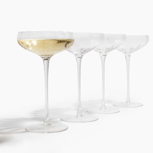 Sister.ly Drinkware Opulent Rounded Cocktail Coupe Glasses, 8 oz Capacity, Set of 4, Great for Cocktails, Martini's and Champagne (Round)