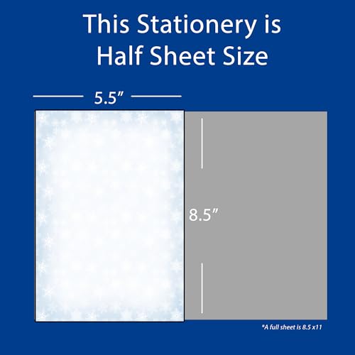 Blue Snowflakes Christmas Stationery Memo Paper - 80 Sheets of Half Sized (5 1/2" x 8 1/2") Christmas Letterhead for Winter & Holiday Events - Image 3