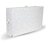 Breathable White with Silver Floral Design Large Wedding Dress Box - Underbed Storage Boxes, Wedding Dress Storage Box, Wardrobe Organiser size 50x80x20cm