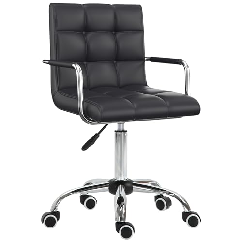 HOMCOM Chaise de Bureau Fauteuil Manager pivotant Hauteur réglable revêtement synthétique capitonné Noir