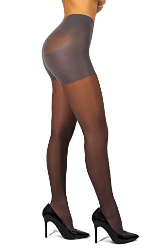 sofsy High Waisted Slimming Tights For Women - Shaping Semi Sheer Pantyhose | 30 Den [Made in Italy] Grey 5 - X-Large