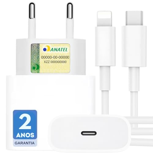 UTBRX Carregador 25w Turbo Compativel c/I.Phone 8 X Xr 11 12 13 14 Pro Max Fonte USB C Homologado Cor Branca Premium