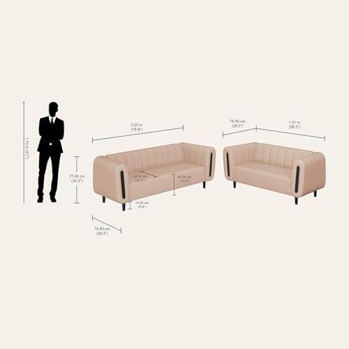 Image of Interio by Godrej Paramount 5 Seater Fabric Sofa Set