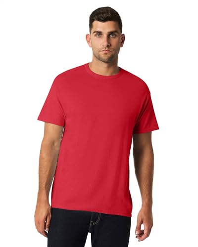 Gildan Men's Ultra Cotton T-Shirt 2-Pack - Style G2000, Medium (Black + Red)
