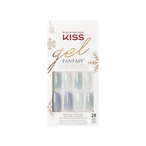 Kiss Nails GEL FANTASY- Long Design Nails w/Adhesive Tabs & Glue (FL07X-Razzle Dazzle)