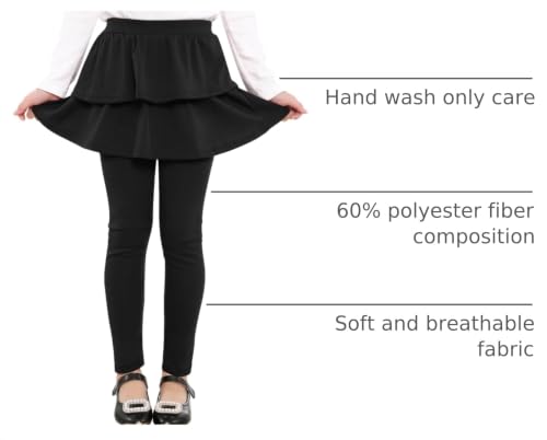 Auranso Girls Leggings with Skirt Kids Clothes Ruffle Tutu Pants Black 6-7 Years — view 4