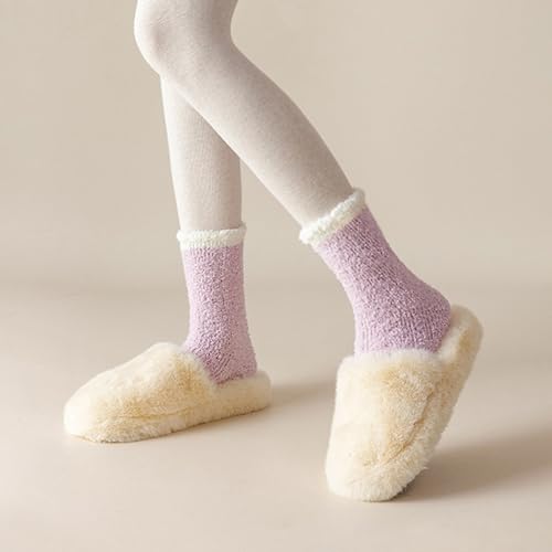 Image of CHOWISH Womens Fuzzy Slipper Socks Super Soft Microfiber Fluffy Cozy Winter Warm Fuzzy Crew Socks