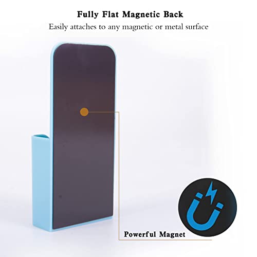 TOPTIME 2 Pack Magnetic Marker Holder, Magnet Pen Holder for Whiteboard Fridge, Magnetic Holders Pencil Cup Storage Organizer for Home Office School Metal Cabinets and Locker, 2 Colors: White and Blue