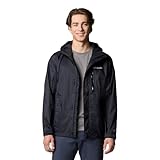 Columbia Men's Pouring Adventure Jacket, Waterproof Rain Jacket, Black, Size L