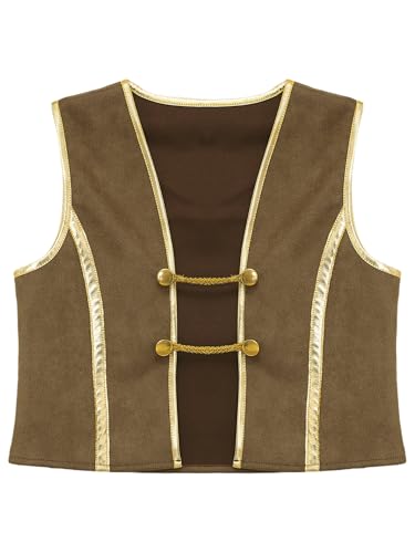 Kids Boys Medieval Pirate Shirts Sleeveless Waistcoat Top Halloween Party Roleplay Pirate Vest
