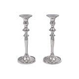 Hosley Set of 2 Silver Finish Taper Candle Holder 8' High. Ideal Gift and Use for Weddings, Party, Spa or Aromatherapy W1