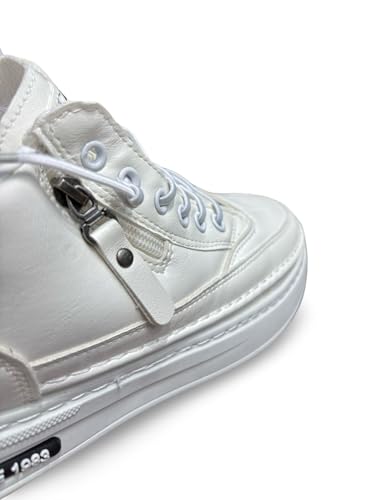 Image of High-Top Leather Sneakers, Lace-Up Casual Boots with Padded Collar, Herringbone Sole Pattern