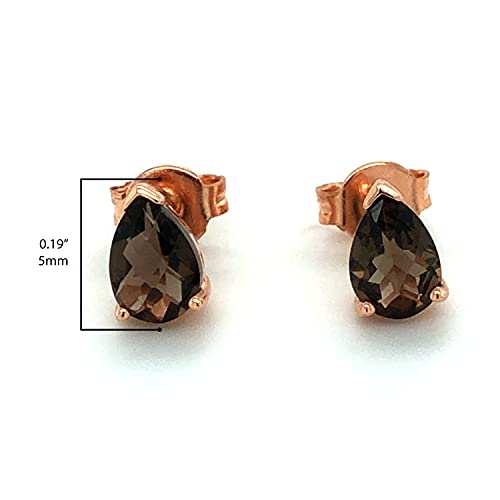 LE VIAN 1/2 Carat Pear Cut Brown Smoky Quartz Teardrop Stud Earrings for Women in 925 Sterling Silver with 14k Rose Gold Plating Studs with Push Backs by LeVian3