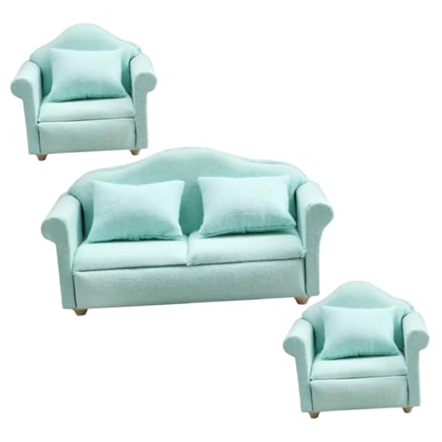 Canapé miniature vert 1/12 et meubles en tissu de décoration maison de poupée