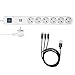 Produktbild REV Steckdosenleiste & Multi USB Kabel SPARSET  Mehrfachsteckdose 6-Fach m. USB & Schalter + Ladekabel 100cm USB A auf USB-C, Micro-USB & Lightning