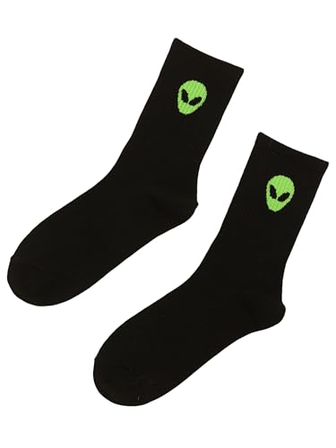 GORGLITTER Women's 1 Pairs Casual Alien Patterned Crew Socks Athletic Ankle Dress Socks