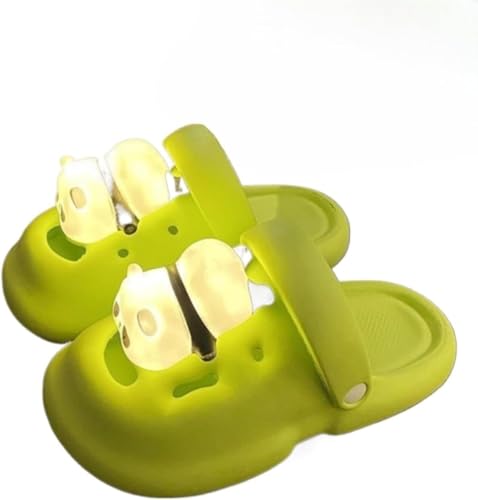YOMACY Pantofole a forma di panda con luci a LED, pantofole in EVA da spiaggia e piscina, pantofole estive per la casa, sandali da donna e uomo, scarpe da casa per coppie per interni ed esterni,