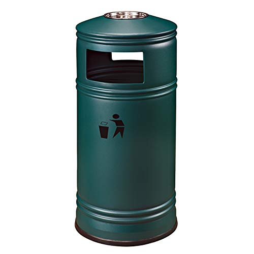 Poubelle d'extérieur avec couvercle, grand cendrier cylindrique en métal de 13,2 gallons