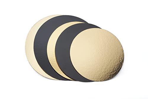 Miamex Lot de 5 Supports à Gâteau/Traiteur/Déco Ronds en Carton Or et Noir 18 - 20 - 22 cm