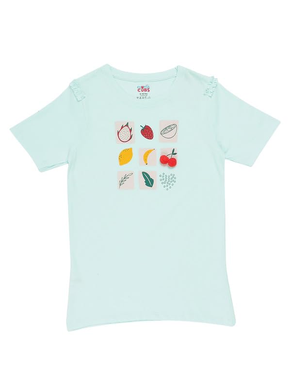 Image of Clovia Tweens Cotton Printed Top & Shorts Set - Blue