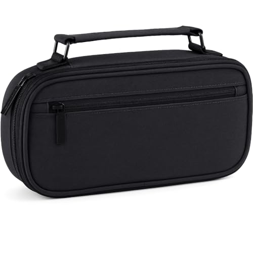 Estojo Escolar Grande com Compartimentos, Bolsa Organizadora para Material de Escritório, Estojo Liso Com 2 Divisórias C/alça Box Necessaire Escolar, (preto)