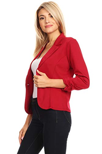 Women's Casual Office 3/4 Long Sleeve Open Front Blazer Jacket S-3XL3