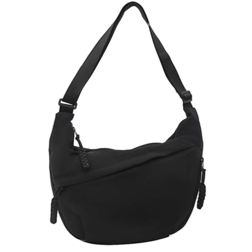 Image of Crescent Crossbody Bag for Women Nylon Dumpling Bag Multi-Pocket Sling Bag Roomy Hobo Bag Moon Shoulder Bag
