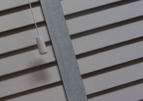 Faux Wood Window Venetian Blinds Blind With String 50mm Slats White Grey TRIMMABLE Fittings Included Luxury Look (Grey With Tape, 120cm Width 150cm Drop)