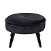 Divano Roma Furniture Round Tufted Velvet Footrest, Footstool, Ottoman, Coffee Table | Jet Black Foot stools and Ottomans for Small/Large Space Home and Living Room, Circular Foot Rest/Stool/Ottoman