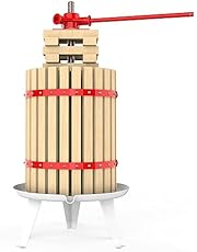 Fruit Wine Press, 4.75 Gallon Solid Wood Basket Cider Maker for Apples, Grapes &amp; Berries – Heavy-Duty Wine Making Tool with Iron Frame