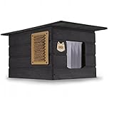 Katzenhaus Outdoor 71x41 Ebenholz Farbe Katzenhütte Katzenhöhle für draußen Winterfest isoliert wetterfest beheizt vollisoliert Holz Pappe