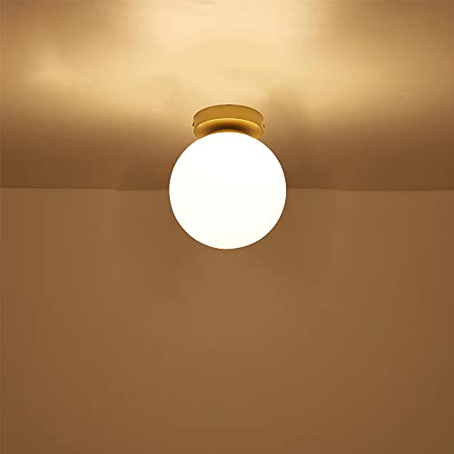 Mengjay Luminaire Plafonnier Vintage pour Salon，Moderne Simple Suspension Lampe boule abat-jour en verre，pour Lampe de Salle à Manger Cuisine Salon...