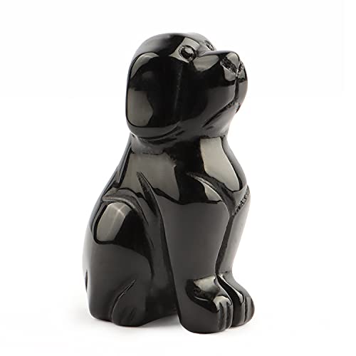 Figura Decorativa de Perro de Obsidiana Negra 2 pulgadas