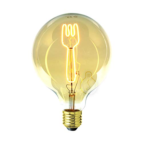 AMARCORDS - Led Bulb dimmable, Filament Fork, Warm Light 2700K, Amber Glass Guy Globe, E27, 4W - Image 2