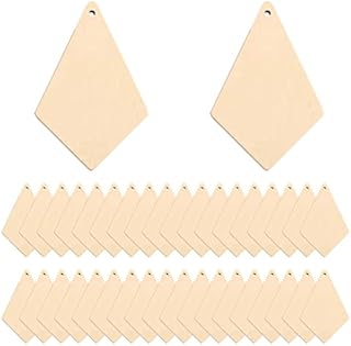 50 Pcs Unfinished Wooden Earring Pendants Blanks Drop Dangles Natural Wood Pendants for Jewelry DIY Craft Making, 14x10.5x2.1