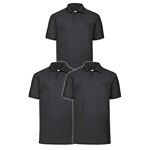Polo Fruit of the Loom homme noir maille piquée XL respirant et résistant