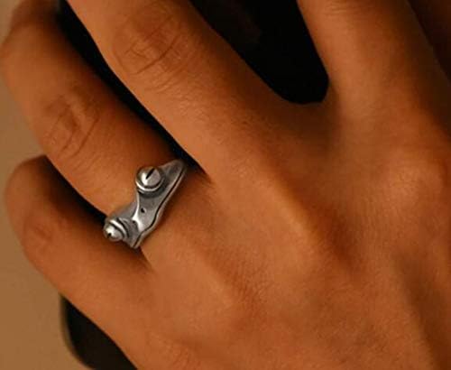 FIASASO Frog Ring 4/12 Pcs Frog Open Rings for Women Teen Egirl Men Adjustable Frog Rings Vintage Cute Animal Finger Ring Silver Fashion Party Jewelry Gifts