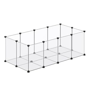 Pet Playpen with Floor, Small Animal Pen, Pet Fence Indoor, DIY Pet Enclosure for Hamsters, Rabbits, Hedgehogs, Ferrets